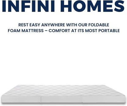 INFINI HOMES Single High Density Foam White Folding Mattress (90W X 180L X 7H)