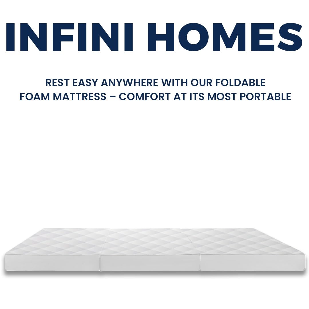 INFINI HOMES Single High Density Foam White Folding Mattress (90W X 180L X 7H)