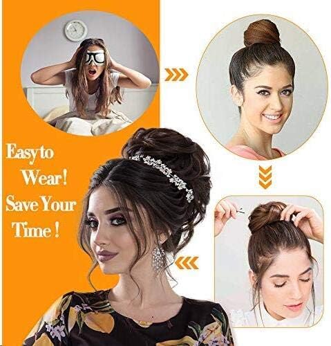 MORICA 1PCS Messy Hair Bun Hair Scrunchies Extension Curly Wavy Messy Synthetic Chignon for Women (12AH613(Light Golden Brown & Lightest Blonde))