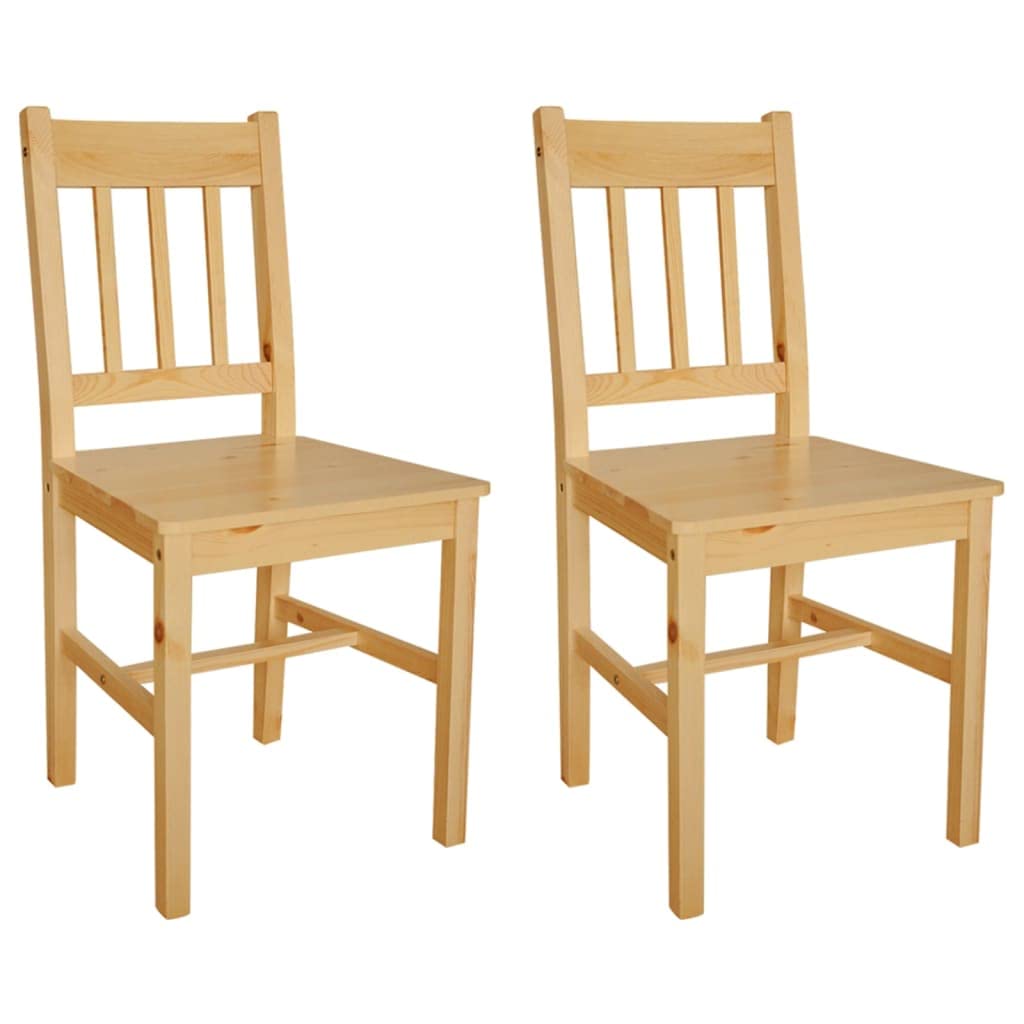 vidaXL Dining Room Chairs, Set of 2, Dining Room Chairs with Backrest, Dining Chair, Kitchen Chair for Dining Room, Kitchen, Wooden Chair, Pine Wood