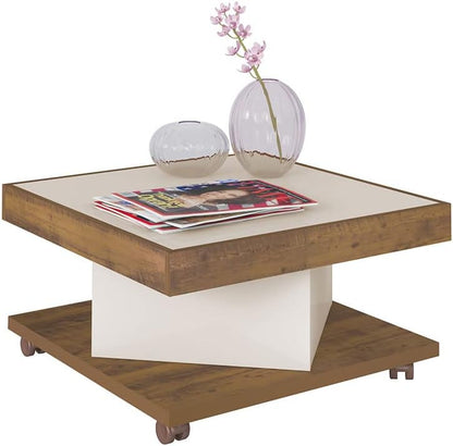 Artely Saara Coffee Table, Walnut Brown with Black - W 63 cm x D 63 cm x H 33.5 cm