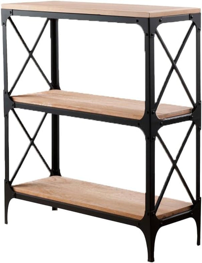 Sun Home Patina Console and Floor Shelf W1108: Modern Industrial Style Metal and Wood Accent Furniture for Living Rooms, Entryways, and Hallways (5 Tier (W1108L))