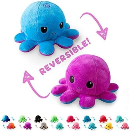 GrabMantra Reversible Octopus Plushie Soft Toys, Double-Sided Flip Stuffed Animal Mood Plush Show Your Mood Without Saying a Word, A Gift for Kids and Decorations | Happy + Angry | (Sunset + Mermaid)