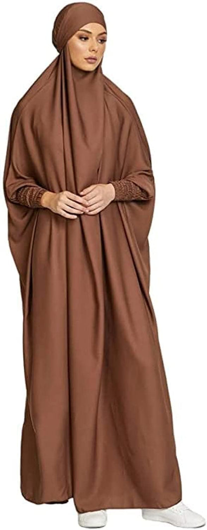 BOJON Women's Muslim One Piece Prayer Dress for Women Abaya Dress Islamic Middle East Dubai Turkey Maxi Abaya Kaftan with Hijab Dress Full Length