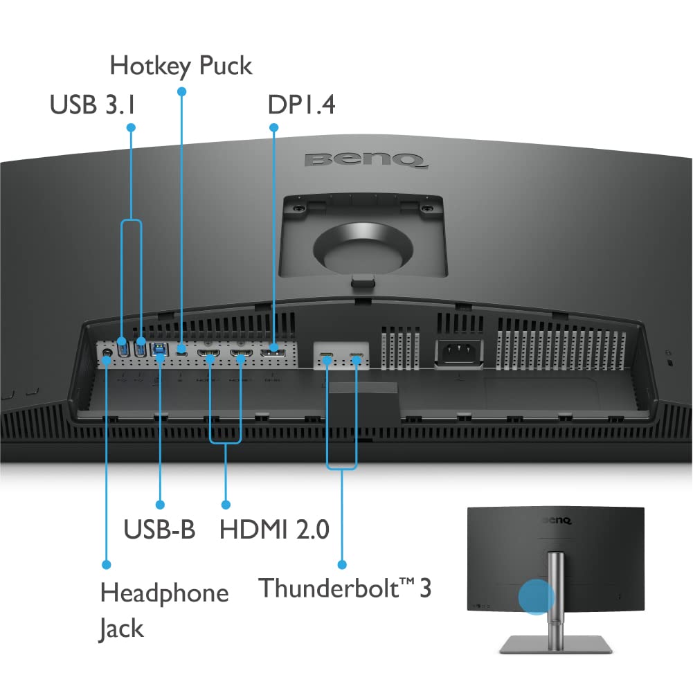 BenQ PD2725U 27 Inch 4K HDR Monitor for Mac/Designers, 3840 x 2160 UHD, IPS, Thunderbolt 3, USB-C(65W), Rec.709, sRGB, Display P3,DCI P3, CAD/CAM, Factory Calibrated, AQCOLOR, USB Hub, KVM, ICC Sync