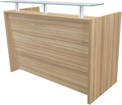 Mahmayi REC-2 Designer Reception Desk For Office Space, Front Office Desk (White-Coco Bolo)