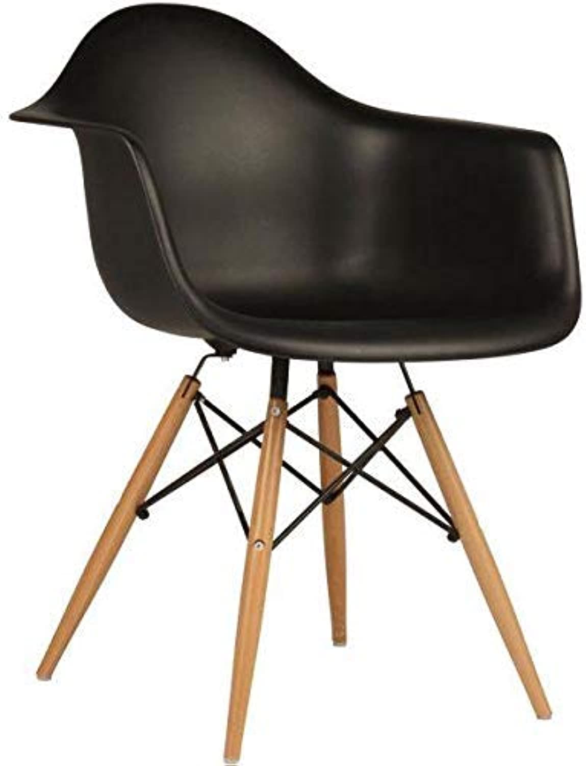 Mahmayi Dining Style Side Chair with Natural Wood Legs Eiffel Room Lounge Legged Base Molded Plastic Seat Shell Top Chairs Black, woodenleg Blk