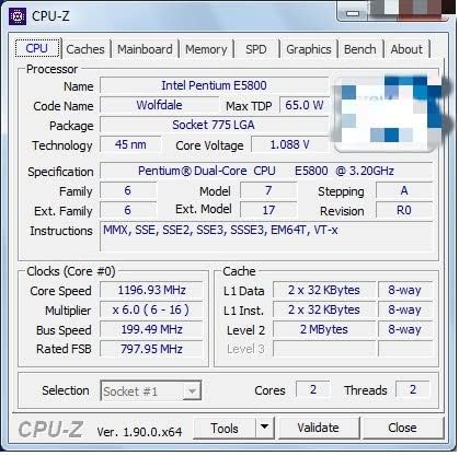 Intel Pentium E5800 3.2 GHz Dual-Core CPU Processor 2M 65W LGA 775 NO FAN