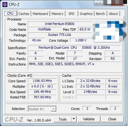 Intel Pentium E5800 3.2 GHz Dual-Core CPU Processor 2M 65W LGA 775 NO FAN