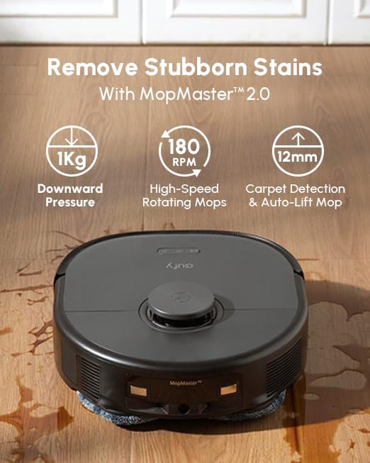 eufy X10 Pro Omni Robot Vacuum and Mop with 8,000 Pa Suction, Dual Mops with 12 mm Auto-Lift and Carpet Detection, AI Obstacle Avoidance, Auto Mop Washing, Self-Drying, Self-Emptying, Self-Refilling