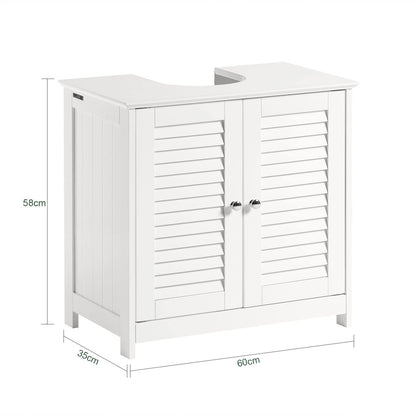 SoBuy (UAE STOCK) FRG237-II, Under Sink Cabinet Bathroom Vanity Unit Bathroom Storage Cabinet with Double Shutter Doors, Suitable for Pedestal Sinks (dark grey)