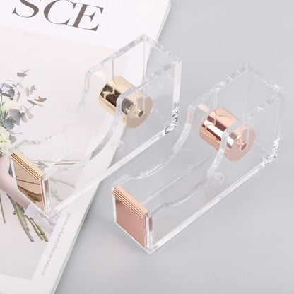 Acrylic Tape Dispenser, KASTWAVE Modern Design Office Desktop Tape Dispenser Metal Core Tape Holder Gold Decorative Accessory for Office School Supplies