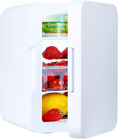 8L Mini Fridge, Travel Refrigerator with AC/DC Portable Thermoelectric Cooler and Warmer, Portable Personal Refrigerator for Food, Drinks, Skincare, Medications, Great for Office, Bedroom, Dorm, Car