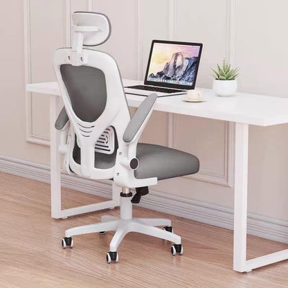 AIRFULAE Gaming Chair, Computer Chair with Fabric，Office Chair with Armrest & Adjustable Seat, Ergonomic Video Game Chair with Neck and Massage Lumbar Support (White&Grey)