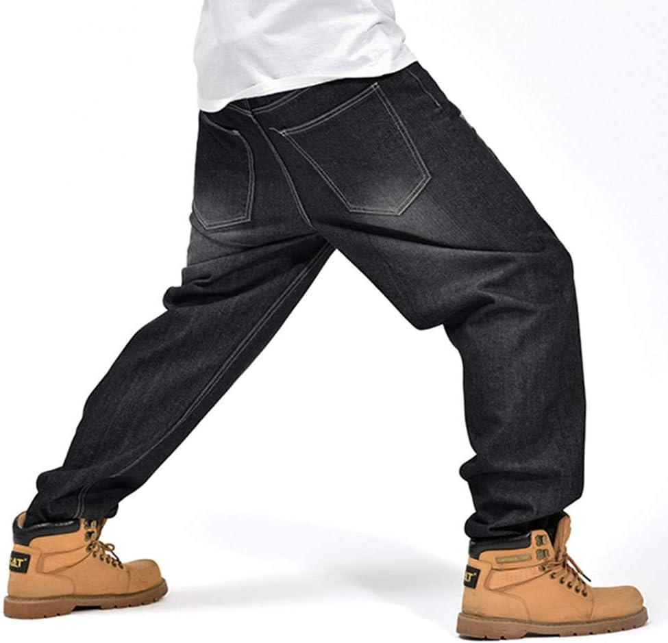 LUOBANIU Men's Vintage Hip Hop Style Baggy Jeans Denim Loose Fit Dance Skateboard Pants