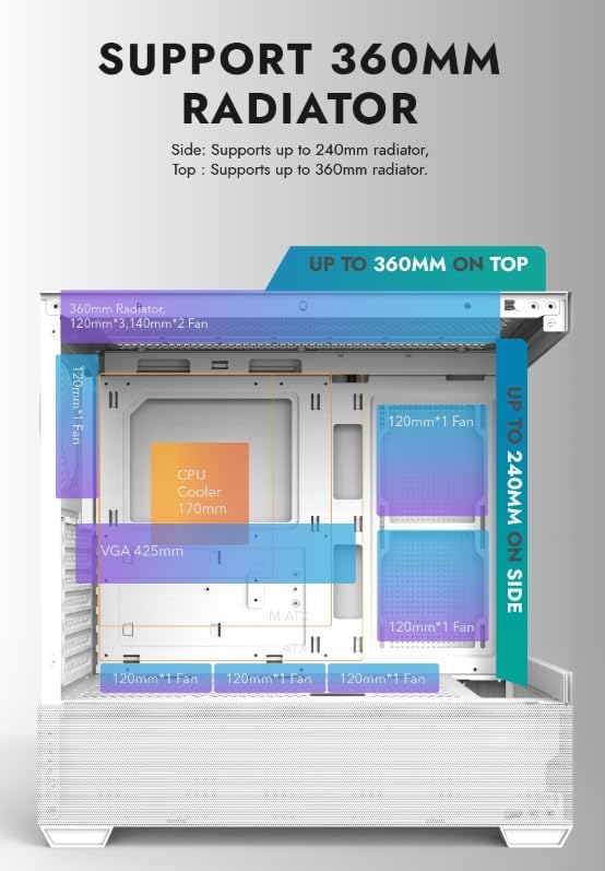 darkFlash DS900 Air Gaming PC Case, Computer Chassis with Tempered Glass Panels, 7 Expansion Slots, 0.5 SPCC, ATX M-ATX ITX,HDD/SSD, Computer Cabinet (No Fans Included)