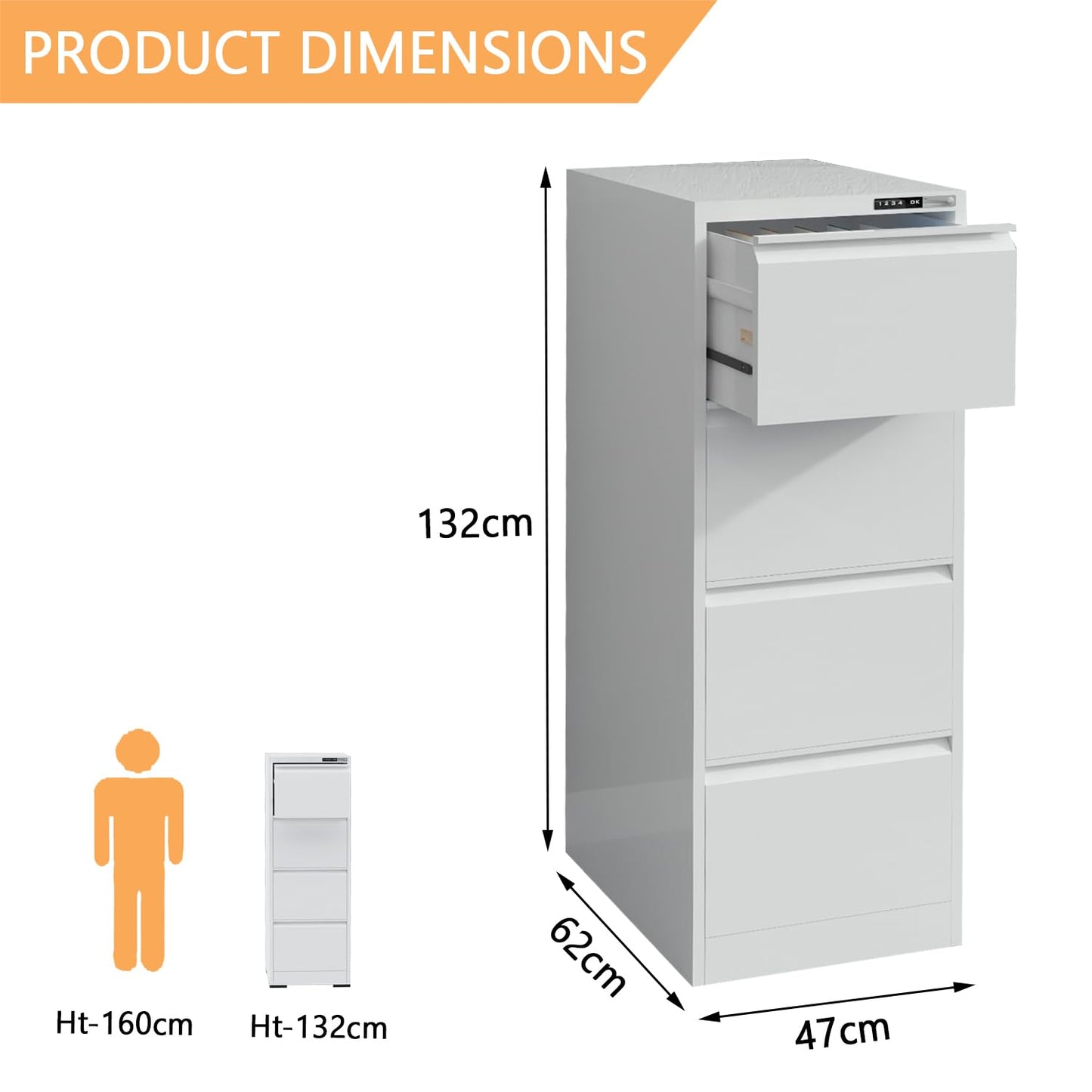 Mahmayi Godrej OEM File Cabinet with Lock Large Storage steel Cabinet, Metal Portable Cabinet with 4 Drawer, VST3 - drawer steel