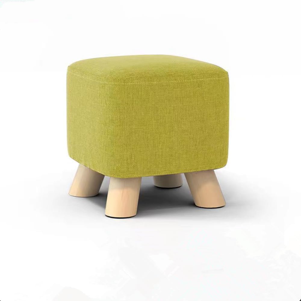 Packingoutlet Upholstered Footstool with Wooden Legs - Small Ottoman for Living Room, Bedroom, or Kids' Room