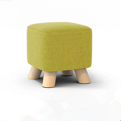 Packingoutlet Upholstered Footstool with Wooden Legs - Small Ottoman for Living Room, Bedroom, or Kids' Room