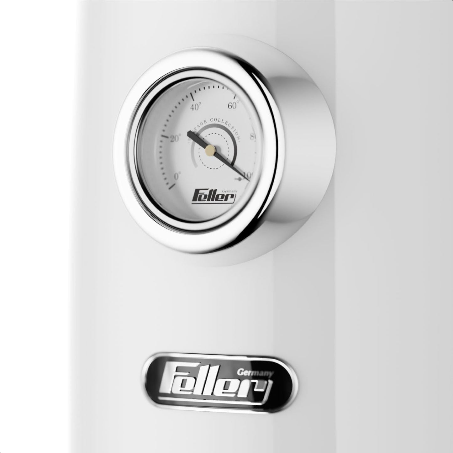 Feller Germany, Retro Style 1.7L Kettle with Thermometer, 2200 W, Stainless Steel Body, STRIX Controller, Dry Boil & Automatic Switch-Off, EK200, 2Y Guarantee-UAE Version (White)