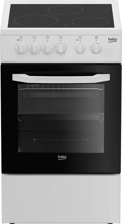 Beko 50 X cm, 3 Ceramic Burners, Free standing Creamic Cooker, Made in Turkey, White - CSS48100, 1 Year Warranty