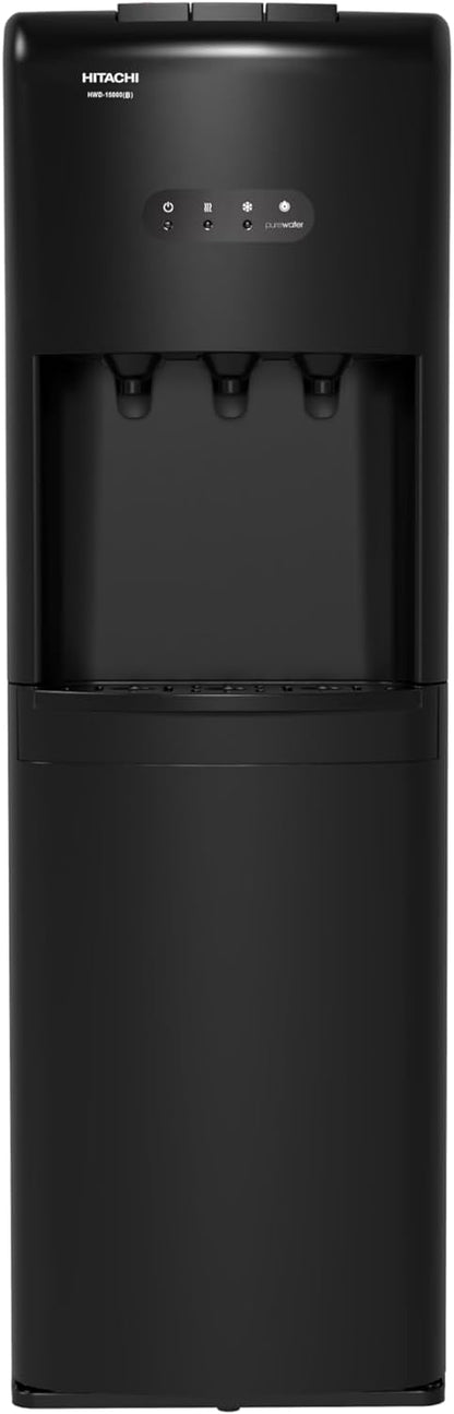 HITACHI Water Dispenser, Top Loading, Hot Cold and Ambient Temperature, Japanese Quality Floor Standing Water Cooler, Child Safety lock, Best for Home, Office-Pantry, Black, HWD15000B (2023 Model)