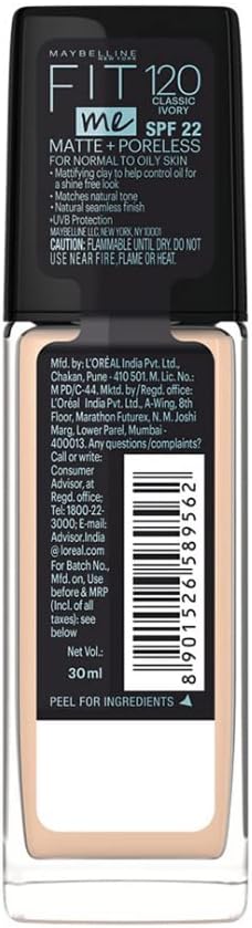 Maybelline New York Fit Me Matte+Poreless Liquid Foundation, 340 Cappuccino, 30 ml