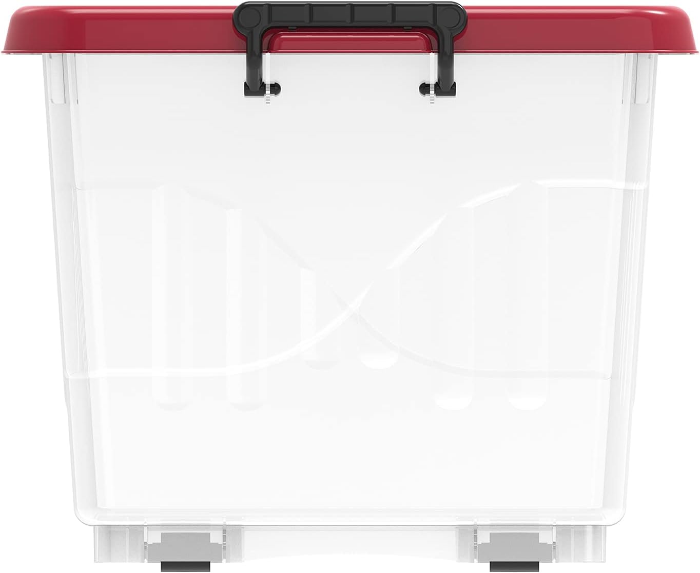 Cosmoplast 55L Clear Plastic Storage Box with Wheels & Lockable Lid Set of 6