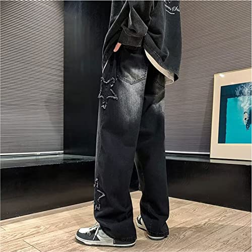 FantasyGears Y2k Jeans Men Grunge Hip Hop Baggy Pants Straight Leg Graphic Denim Joggers Loose Goth Trousers Streetwear