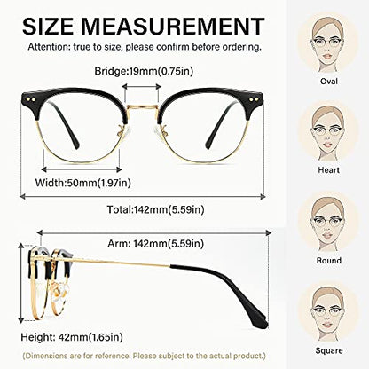 Cyxus Blue Light Blocking Computer Glasses Browline Classic Retro Clear Lens Eyeglasses Frame for Women and Men