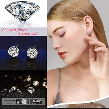 Swarovski Elements Crystal 18K Gold Plated 925 Sterling Silver Studs Earrings for Women Ladies Girls Gift Package J.Rosée Fashion Jewelry…