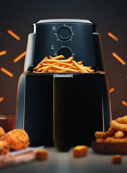 evvoli Air Fryer 4 Litres with Timer Temperature Adjustable Control and 8 Preset Programs 1500W, EVKA-AF4001BS Black