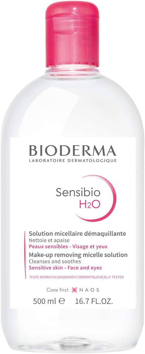 Bioderma Sensibio H2O Soothing Micellar Cleansing Water and Makeup Removing Solution for Sensitive Skin - Face and Eyes - 3.33 Fl Oz (Pack of 3)