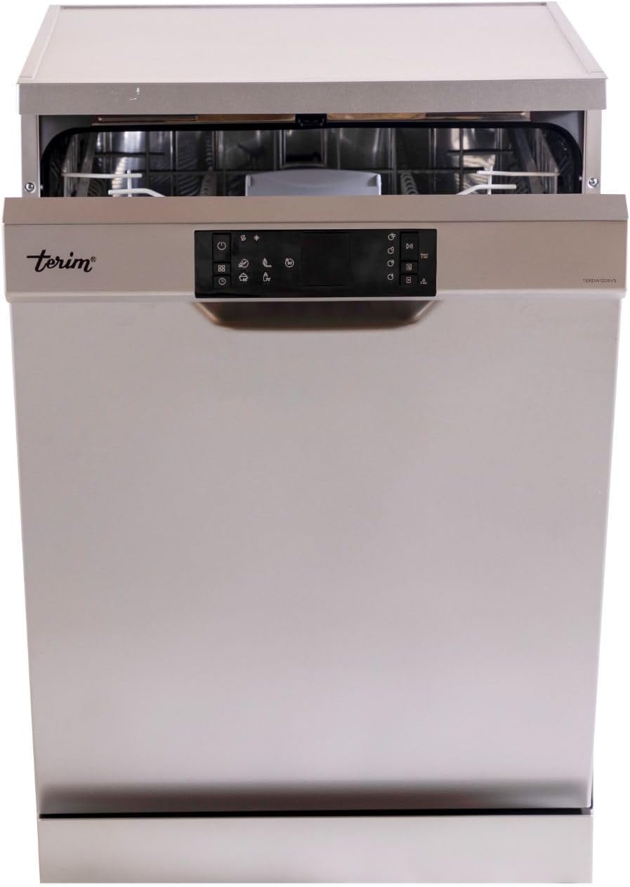 Terim 60 Cm Freestanding Dishwasher With 12 Place Settings, Quick Clean & Active Drying Function, Delay Timer & Half Load Option, Silver, Terdw1205Vs, 1 Year Warranty