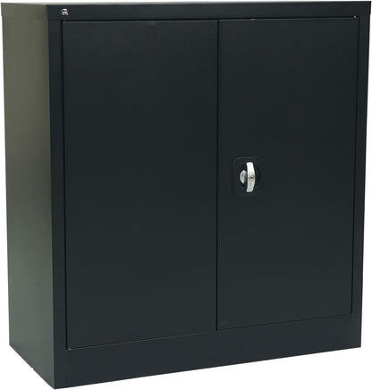 RIGID Office Cupboard Low Height, Steel Filing Cupboard, Cabinet with Shelves Storage Compartment (White)