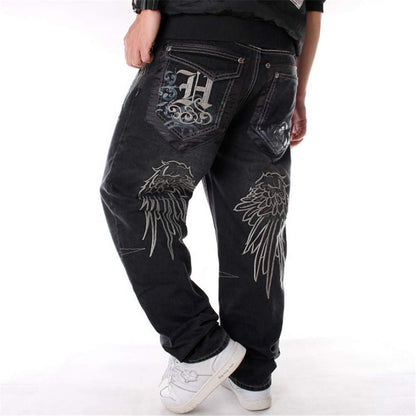 LUOBANIU Men's Vintage Hip Hop Style Baggy Jeans Denim Loose Fit Dance Skateboard Pants