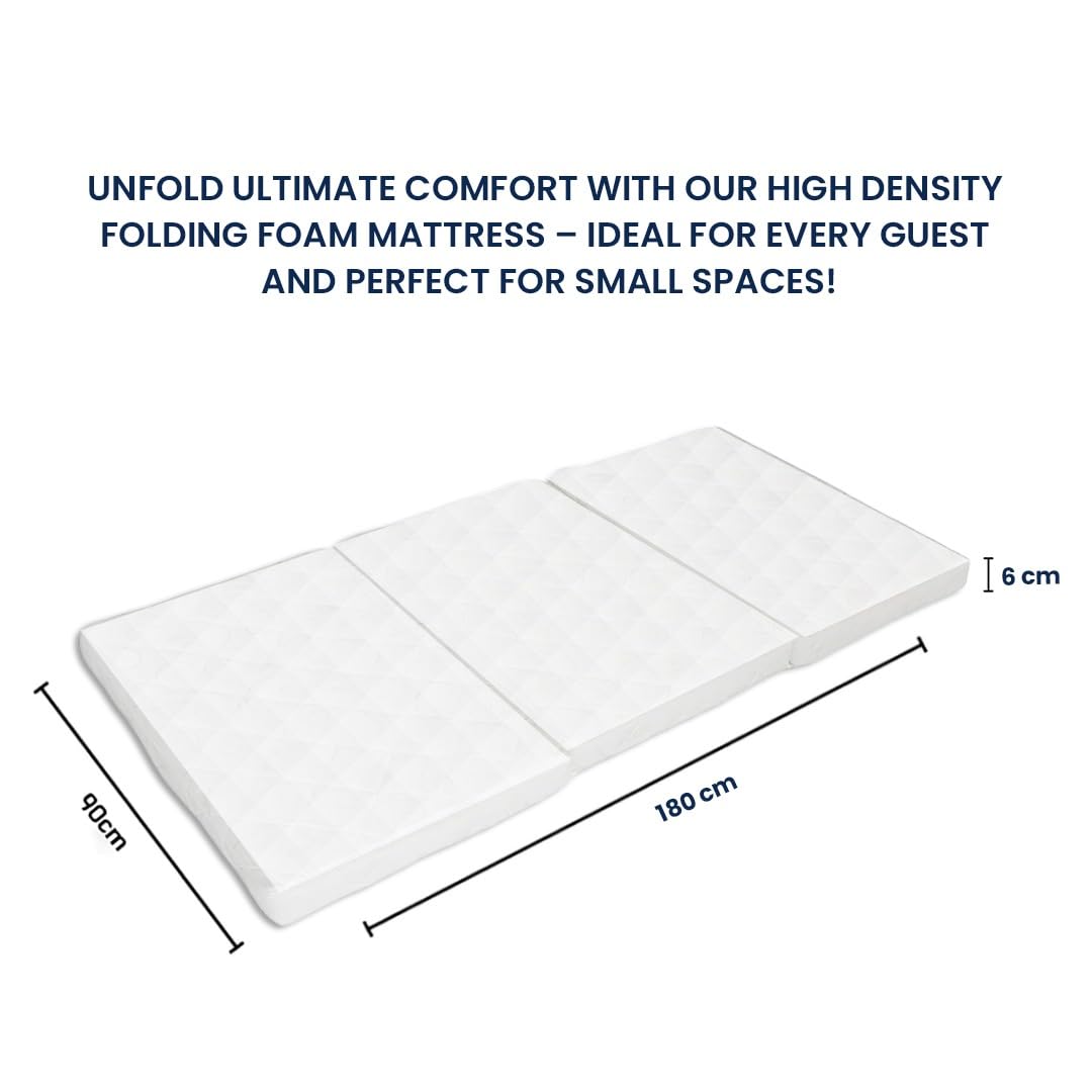 INFINI HOMES Single High Density Foam White Folding Mattress (90W X 180L X 7H)