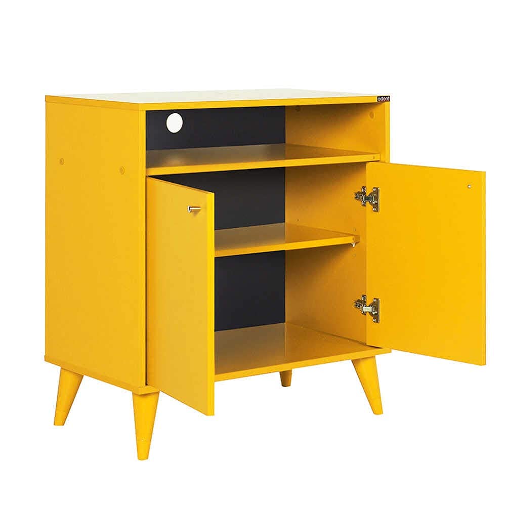 Adore Furniture London 2 Doors Decorative Multi-Purpose Cabinet, 73 cm Width x 79 cm Height x 42 cm Depth, Yellow