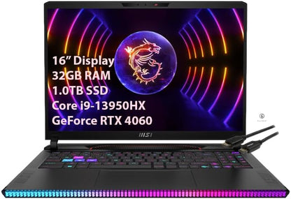 MSI GE68HX Raider 16" Gaming Laptop - Intel Core i9-13950HX - 32GB RAM - 1.0TB SSD - GeForce RTX 4060-144HZ FHD+ (1920 x 1200) - Windows 11 Home - Kuulpal HDMI Cable - CaveHubs