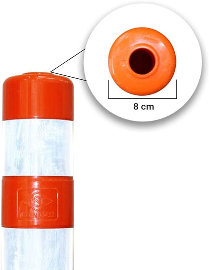 Traffic Safety 75CM Delineator Post | Reflective Flexible Guide Post Orange | Impact Resistant Channelizer Post with Screw and Anchor | Unbreakable Spring Post