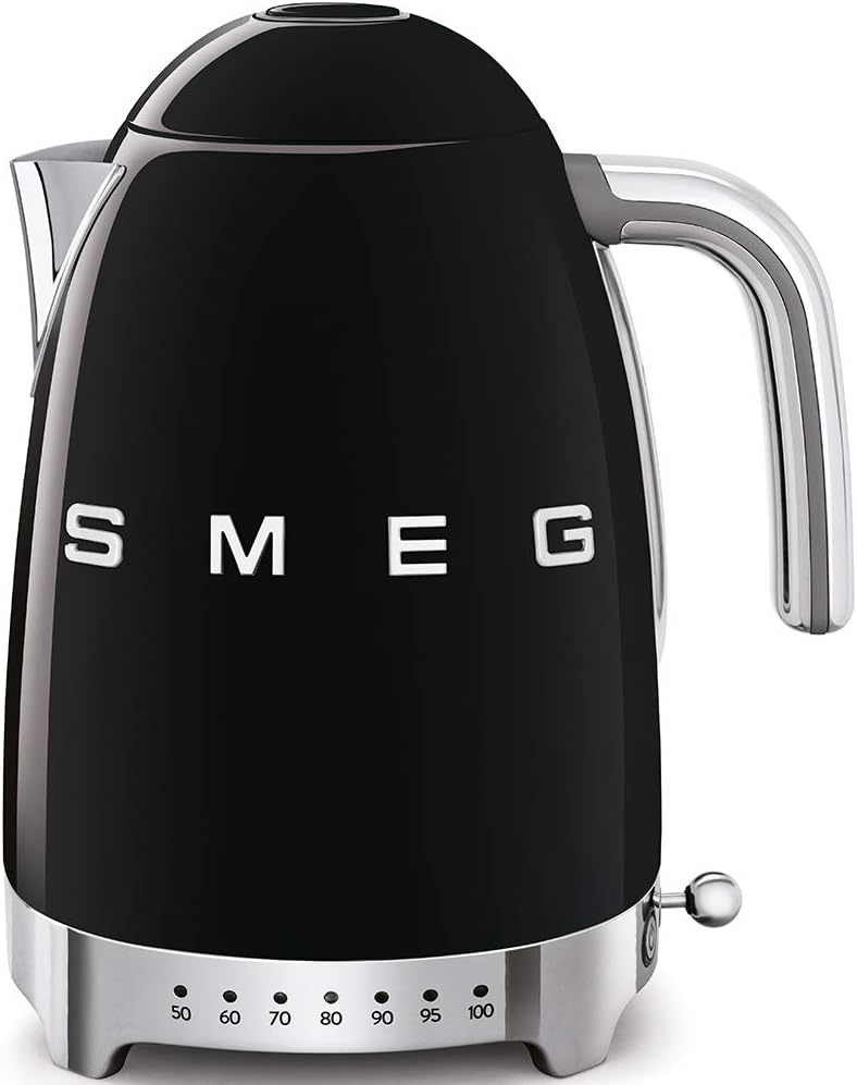 Smeg Klf04PkUK, 50'S Retro Style Kettle, 7 Temperature Settings, 1.7 L Capacity With Water Level Indicator, 360 Swivel Base, Anti-Slip Feet, Soft Opening Lid, Stainless Steel, Pink, 1 Year Warranty