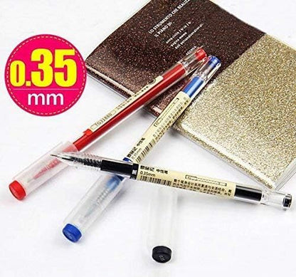 Gel Ink Pen Extra fine point 0.35mm Blue Liquid Rollerball Pens Quick Drying Maker Pen School Office student Exam Writing Stationery Supply 12 Pcs/Set (Blue)