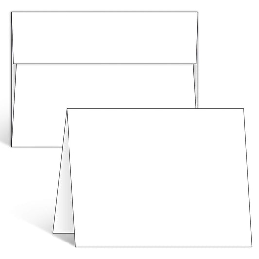 Ohuhu Blank White Cards and Envelopes 100 Pack, 5 x 7 Heavyweight Folded Cardstock and A7 Envelopes for DIY Greeting Cards, Wedding, Birthday, Invitations, Thank You Cards & All Occasion