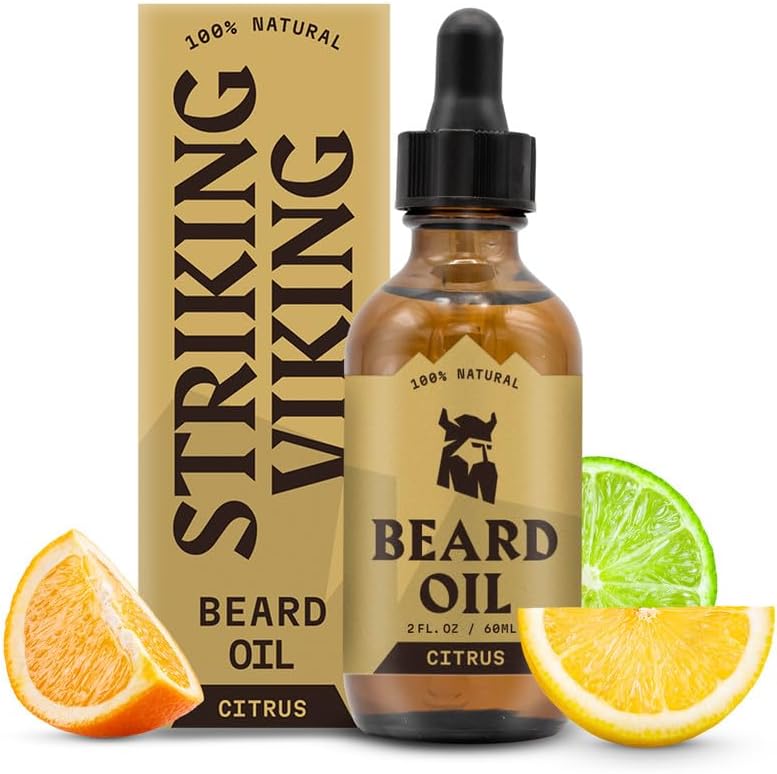 Vanilla Beard Oil (Large 2 oz.) - 100% Natural Beard Conditioner with Organic Tea Tree, Argan, and Jojoba Oil with Vanilla Scent - Softens, Smooths, and Strengthens Beard Growth by Striking Viking