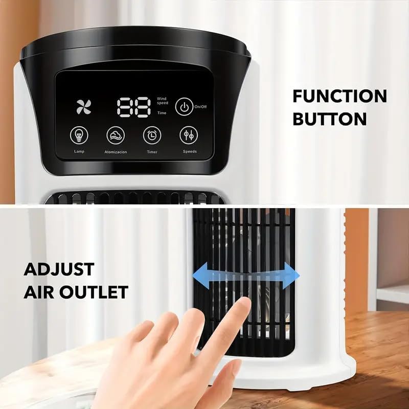 NEX.AI Air Conditioner Humidifier Atmosphere Lamp Fan USB Cooler Air Conditioner, 3-in-1 Function, Essential Cooler For Office And Home Use, USB Portable Air Conditioner USB Fan