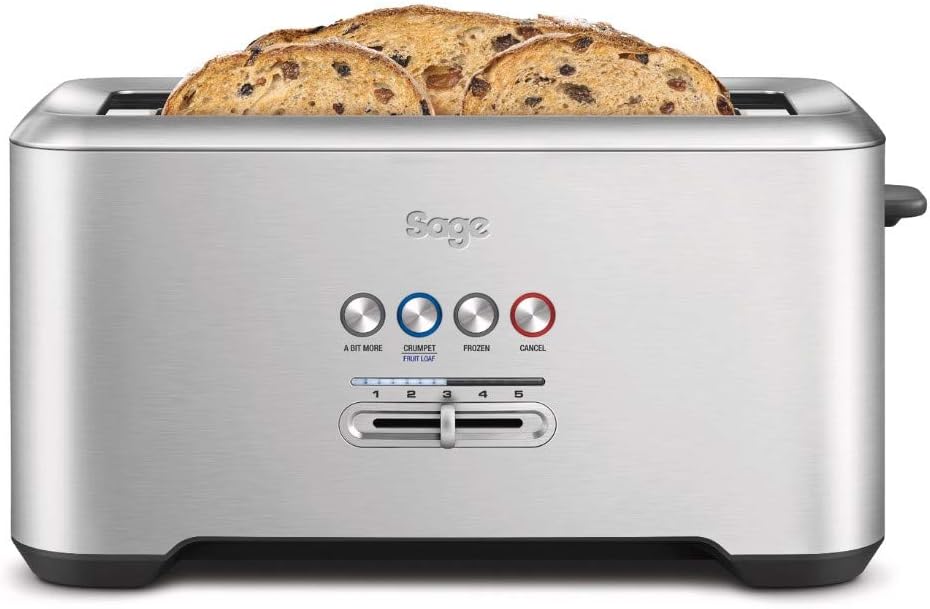 Breville Sage Bta730Uk The Bit More 4 Slice Long Slot Toaster - Silver"Min 1 year manufacturer warranty"