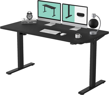 Flexispot EN1 Height Adjustable Standing Desk with Memory Height Adjustable Whole-Piece Desk Top (55x28, Black Frame + White Top)