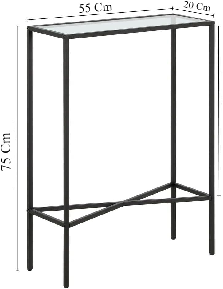 LINGWEI Modern Console Table with Glass Shelves & 1.3cm Thick Metal Frame - Pre-Assembled 3-Tier Entryway Table for Living Room, Hallway, or Sofa Side (Style-3)