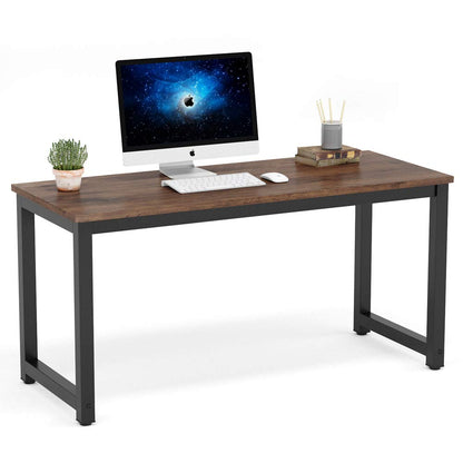 Tribesigns Computer Desk, Large Office Desk Computer Table Study Writing Desk for Home Office, Walnut + Black Leg, 63 X 23.6 inch