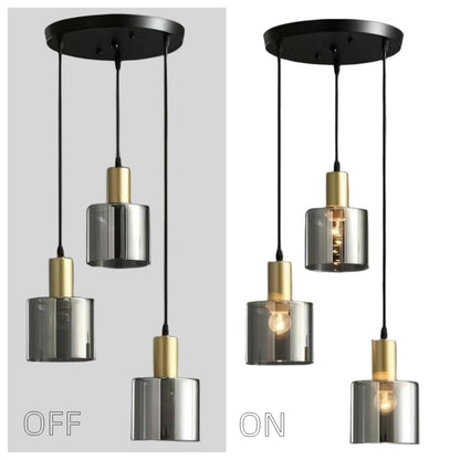 HUA QIANG WANG 3-Light Smoke Gray Glass Pendant Light,Modern Glass Hanging Light Chandelier for Living Room Dining Room Bedroom Kitchen Island